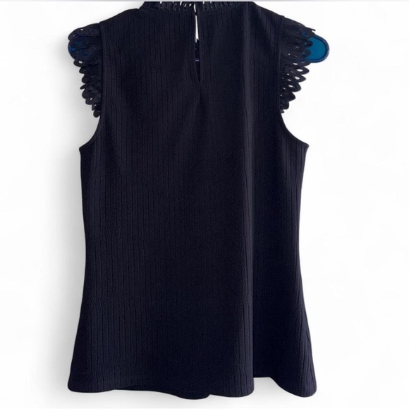 White House Black Market Black Lace Sleeve Blouse - Picture 2 of 6